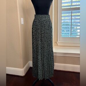 Le Lis Dark Green Pleated Dot Maxi Skirt